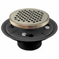Jones Stephens 2 in. x 3 in. PVC Shower Drain/Floor Drain with 4 in. Nickel Bronze Cast Round Strainer with Ring D50131